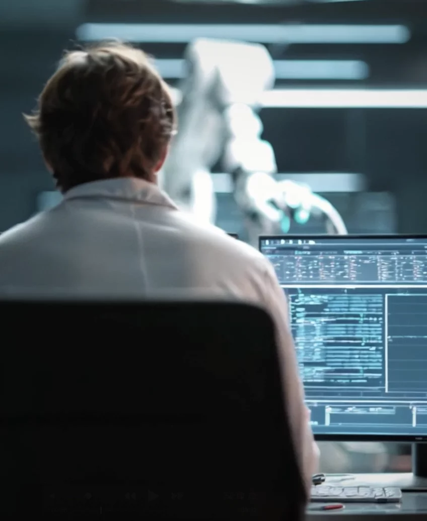 Engineer in front of computer